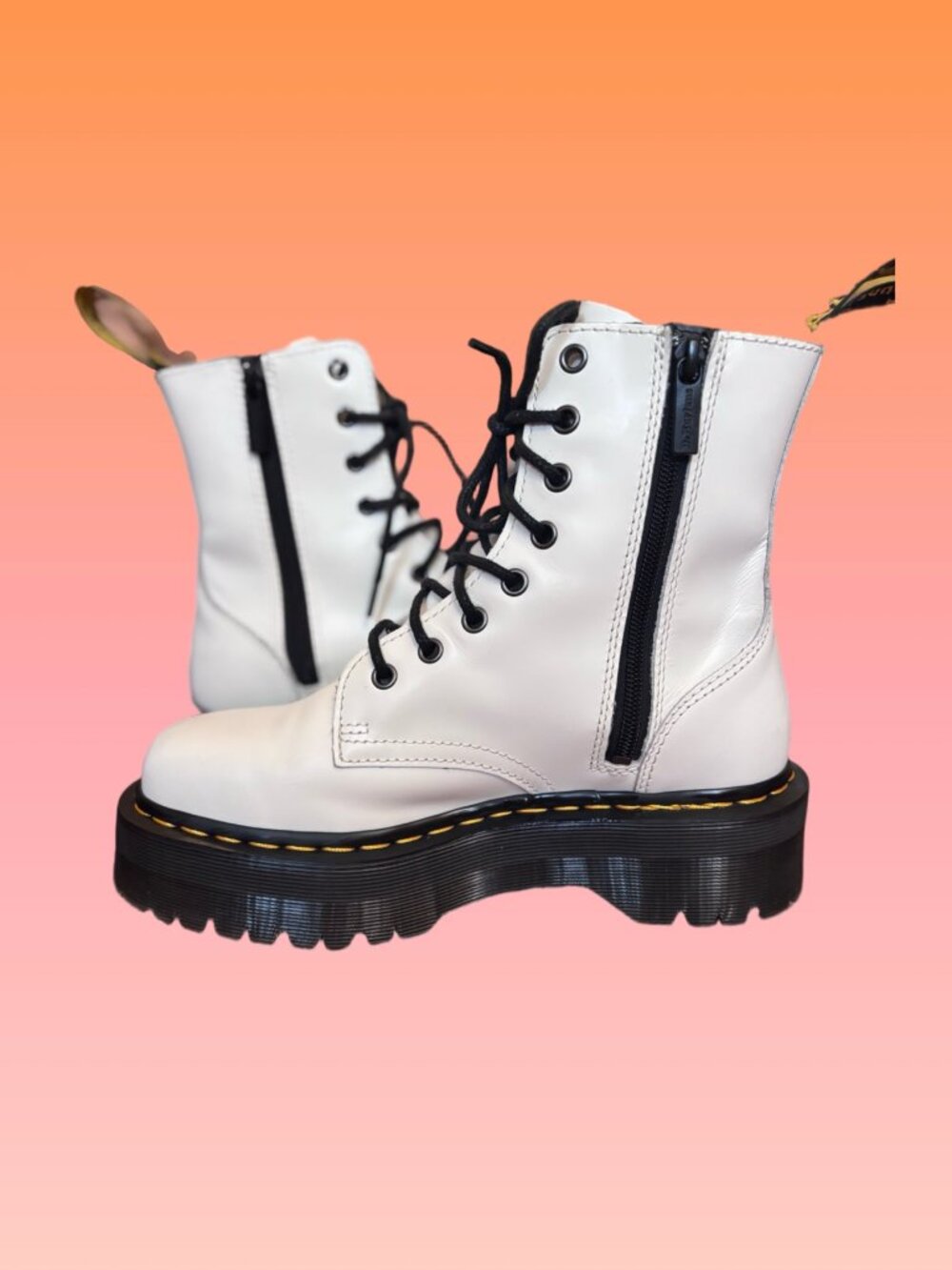 NWOB Dr Martens Jadon Smooth Leather Platform Boots, White, Size 8 - Picture 7 of 13